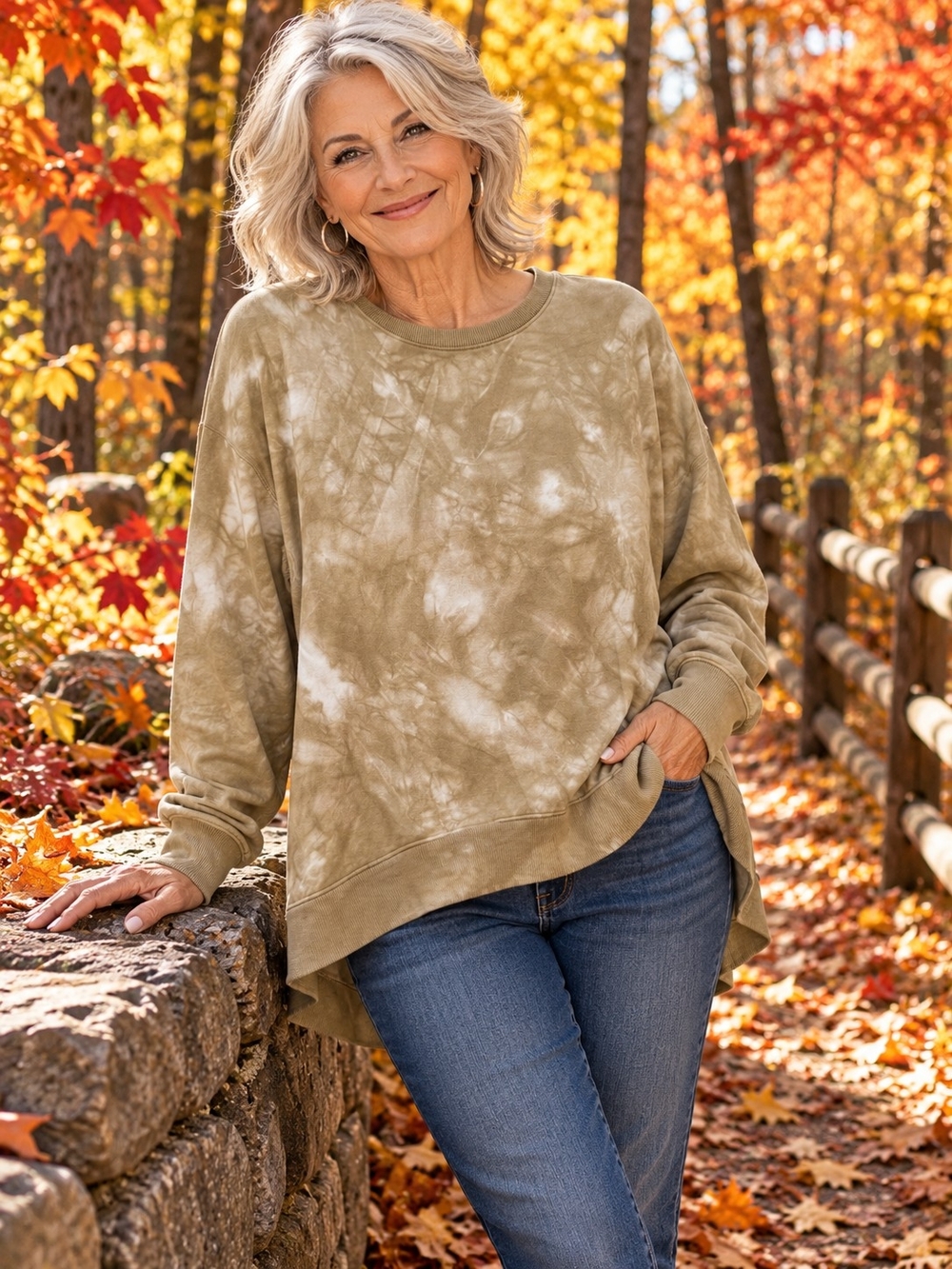 All in Motion Women’s XXL Tan Tie Dye High Low Sweatshirt Pullover